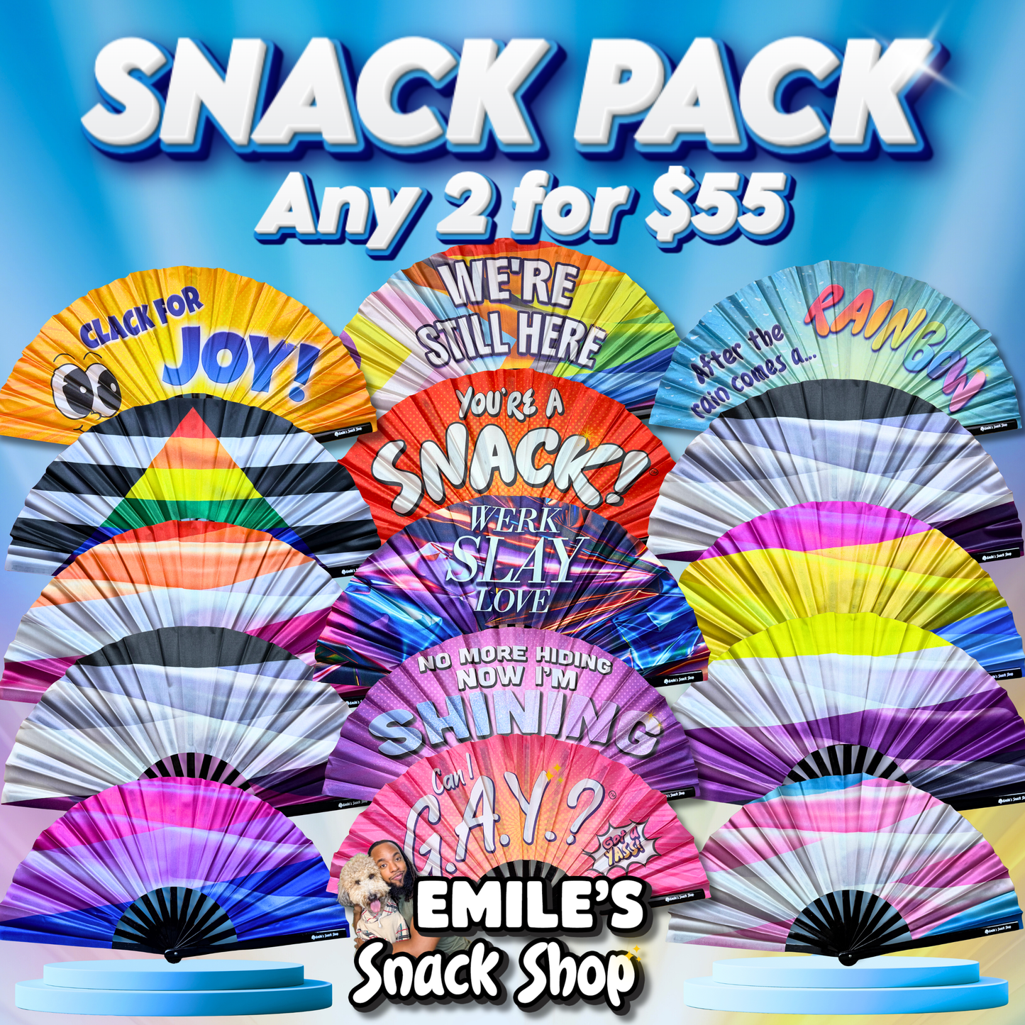 SNACK PACK: Any 2 Fans for $55