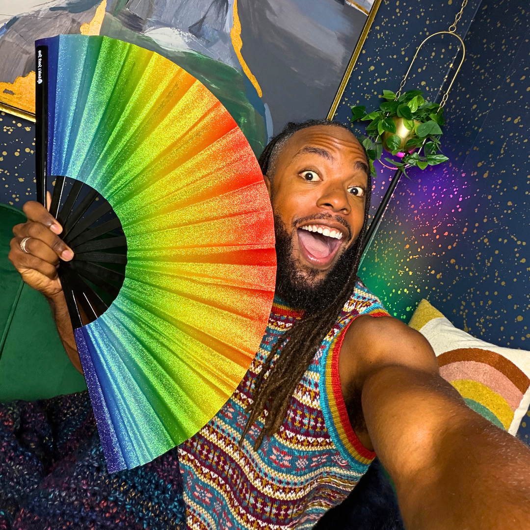 Rainbow Glitter Sparkle Clack Fan